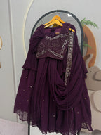 Embroidered Fox Georgette Lehenga Choli with Attached Dupatta