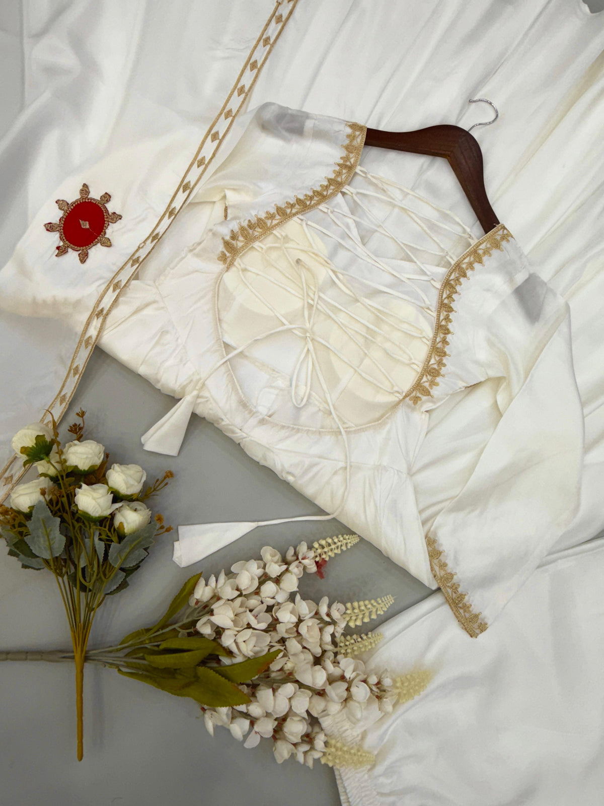 Heavy Upada Silk Embroidered Gown Pant & Dupatta Set