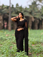 Beaded Georgette Saree with Embroidered Border Blouse