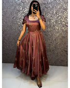 Rangoli Fabric Umbrella Flare Midi Gown for Women