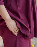 Cotton Flared Kurta Pant Set with Hand Embroidery