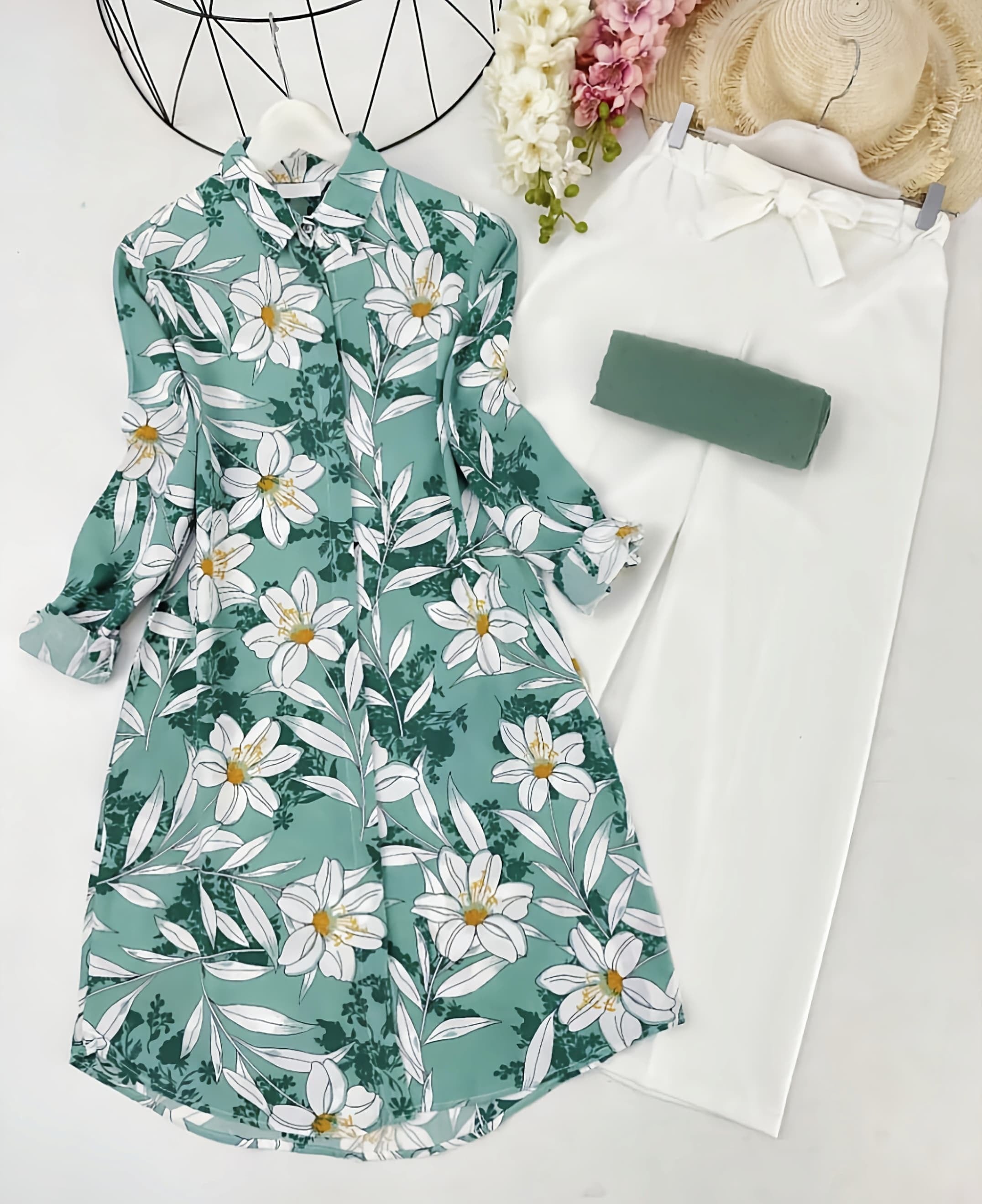 Digital Print Rayon Kurti with Stretchable Palazzo Set