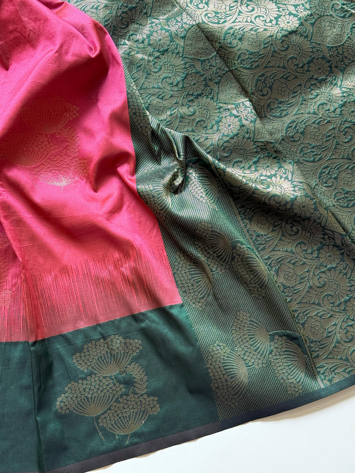 Soft Tissue Silk Saree with Contrast Jacquard Border & Woven Blouse