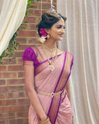 Lichi Silk Saree with Jacquard Weaving & Rich Pallu