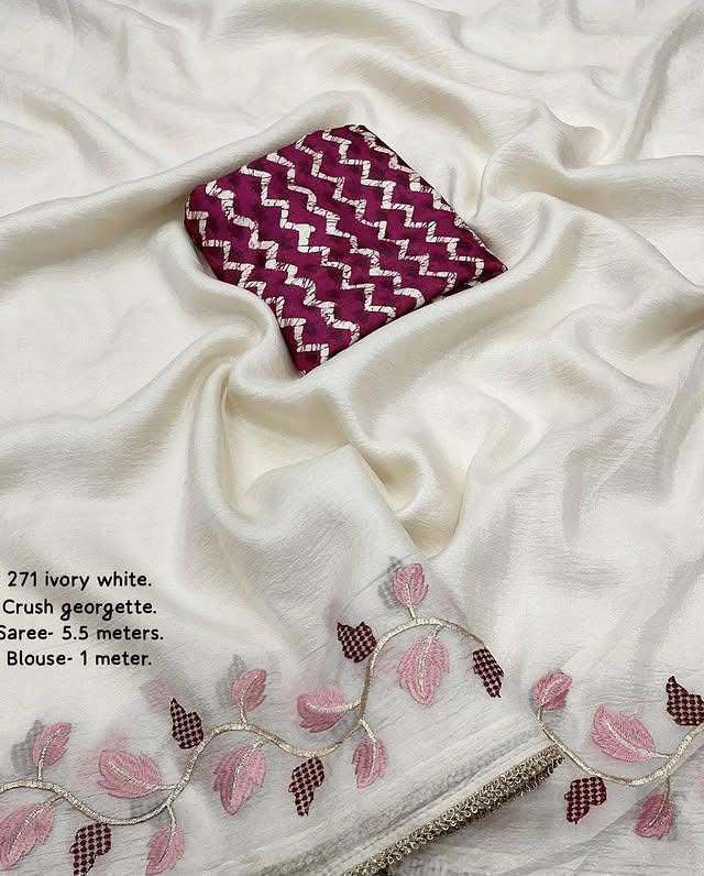 Star Georgette Embroidered Saree with Digital Print Blouse