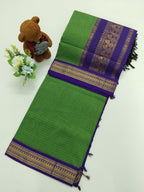 Checked Cotton Saree with Zari Pallu and Contrast Blouse