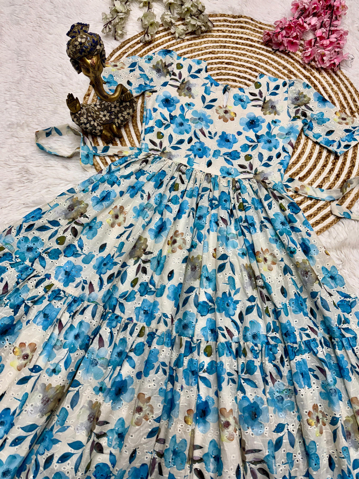 Printed Hakoba Cotton Maxi Dress