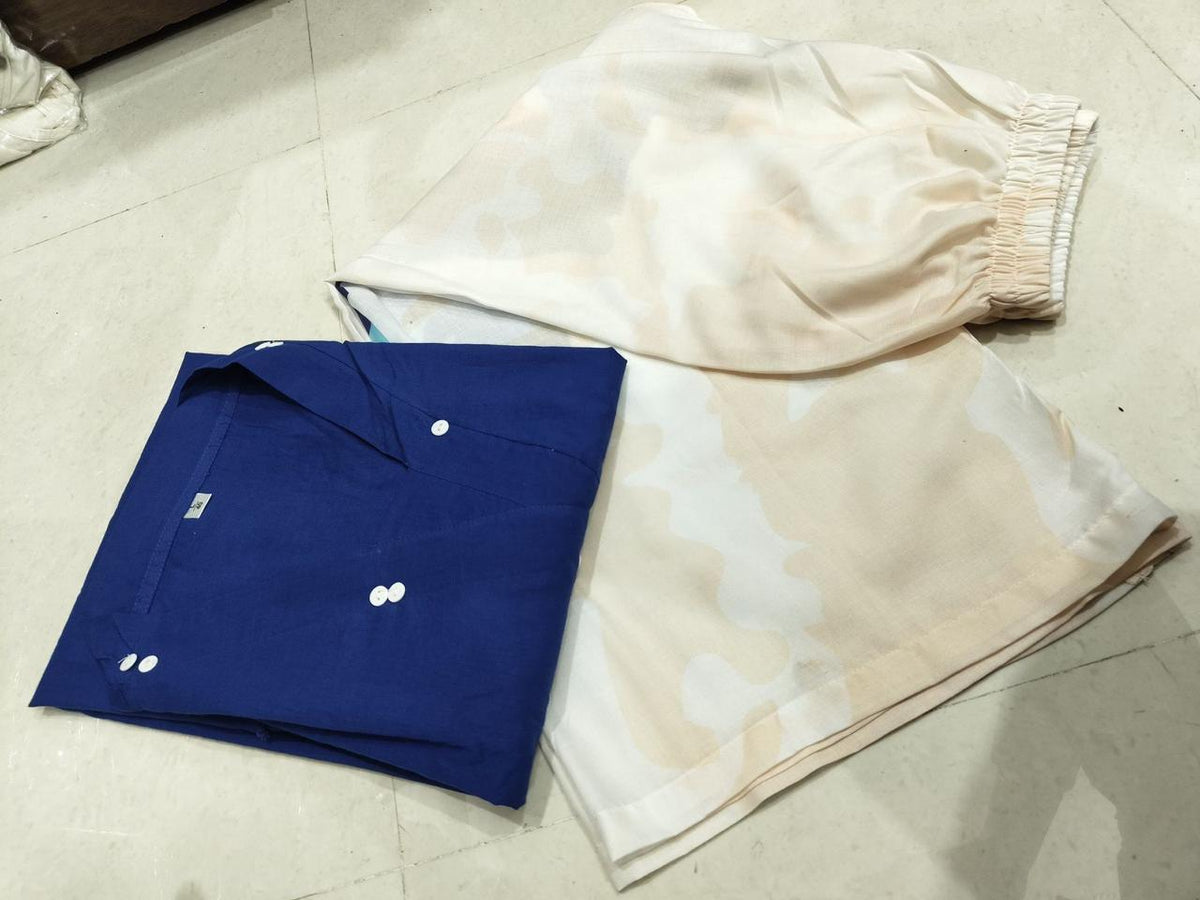 Cotton Loose Fit Co-Ord Set with Printed Palazzo