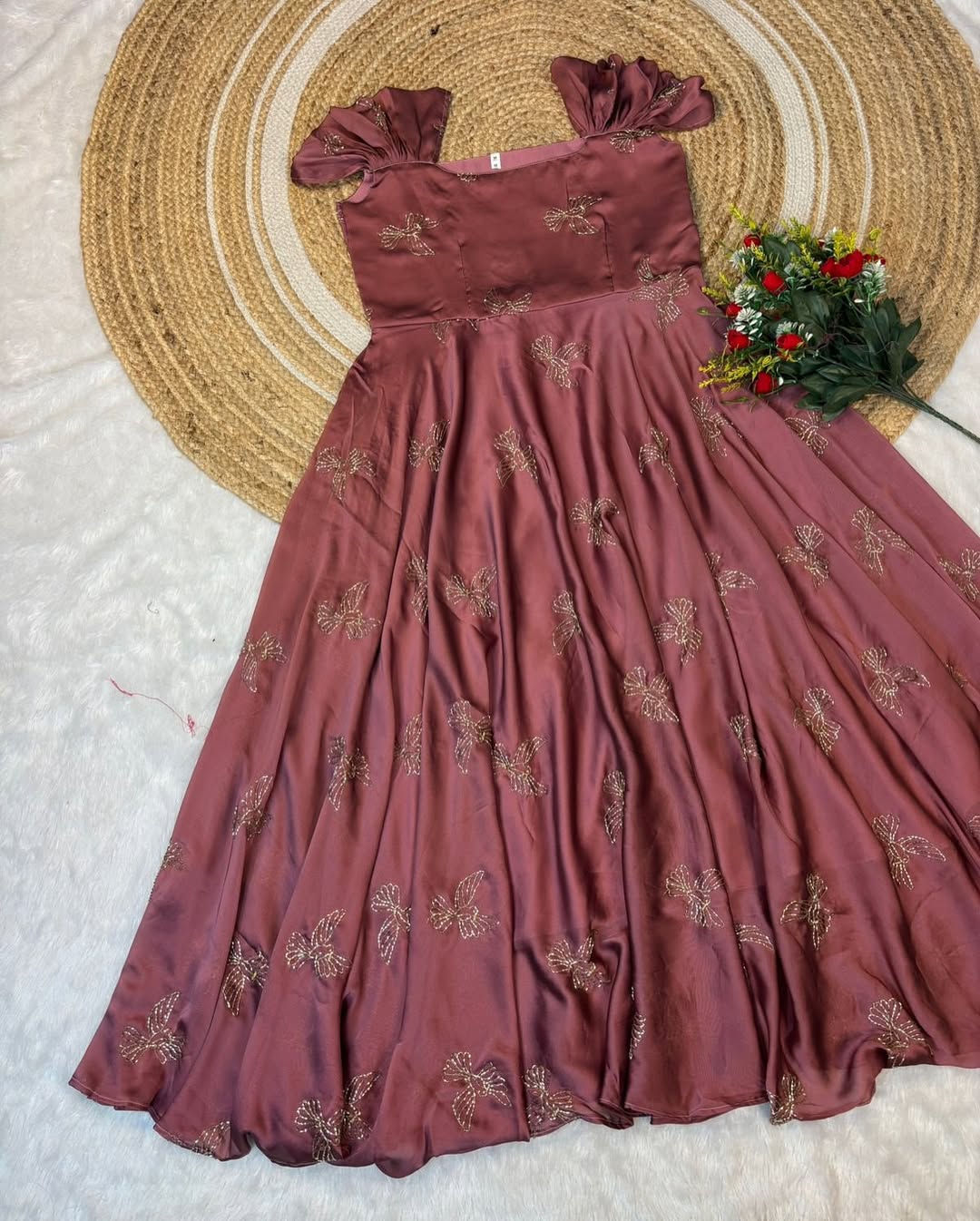 Rangoli Fabric Umbrella Flare Midi Gown for Women