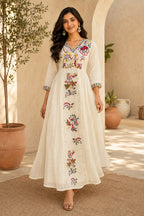 Kora Cotton Embroidered Maxi Gown for Women
