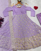 Faux Blooming Sequins & Zari Embroidered Anarkali Suit Set