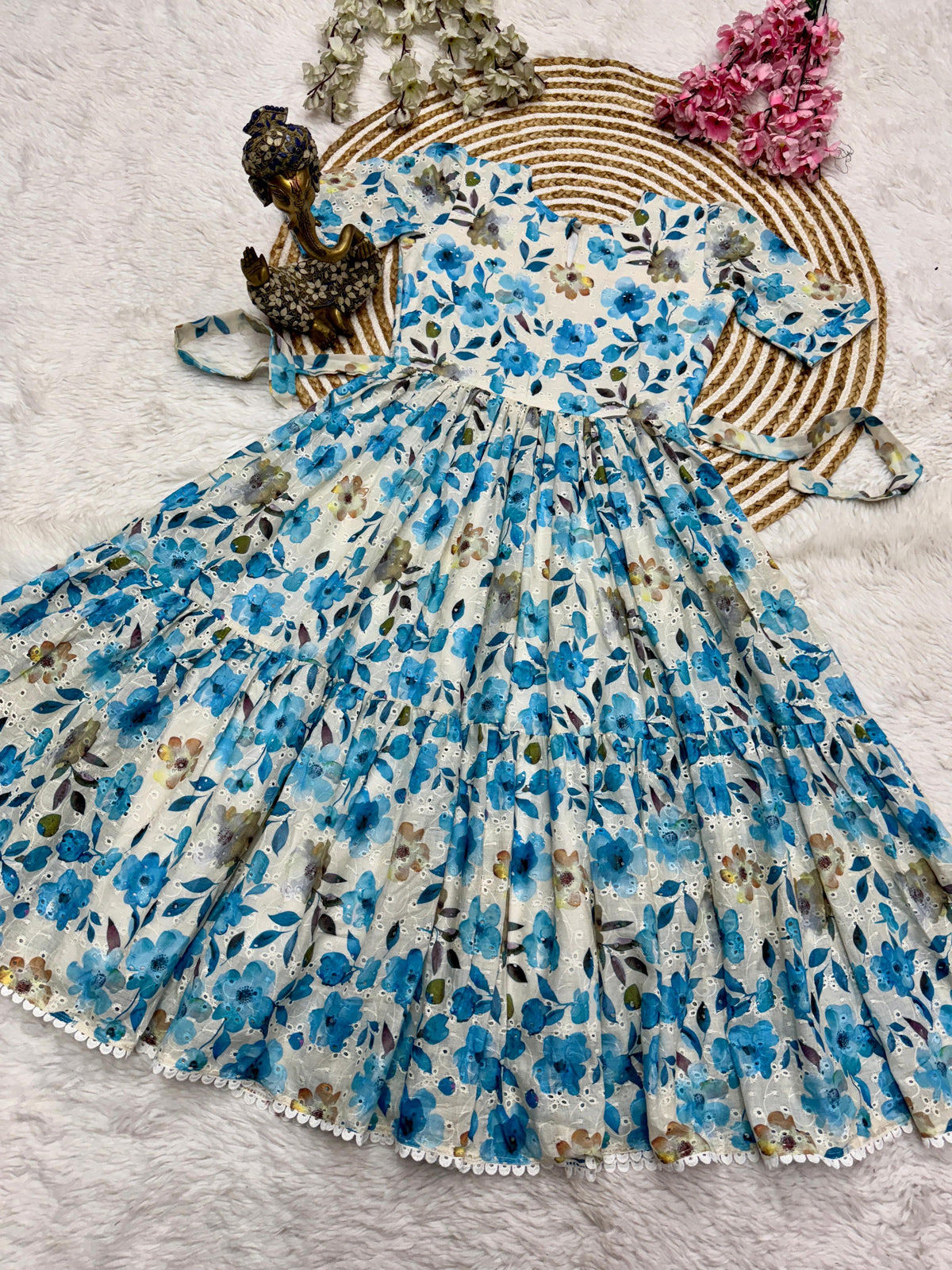 Printed Hakoba Cotton Maxi Dress
