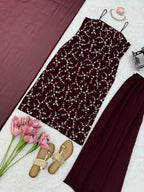 Embroidered Georgette Kurti Pant Set with Dupatta