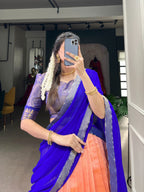 Kanchipuram Style Lehenga Set with Zari Border & Dupatta