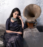 Lichi Silk Jacquard Saree with Border Blouse