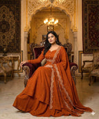 Heavy Vichitra Silk Embroidered Anarkali Suit