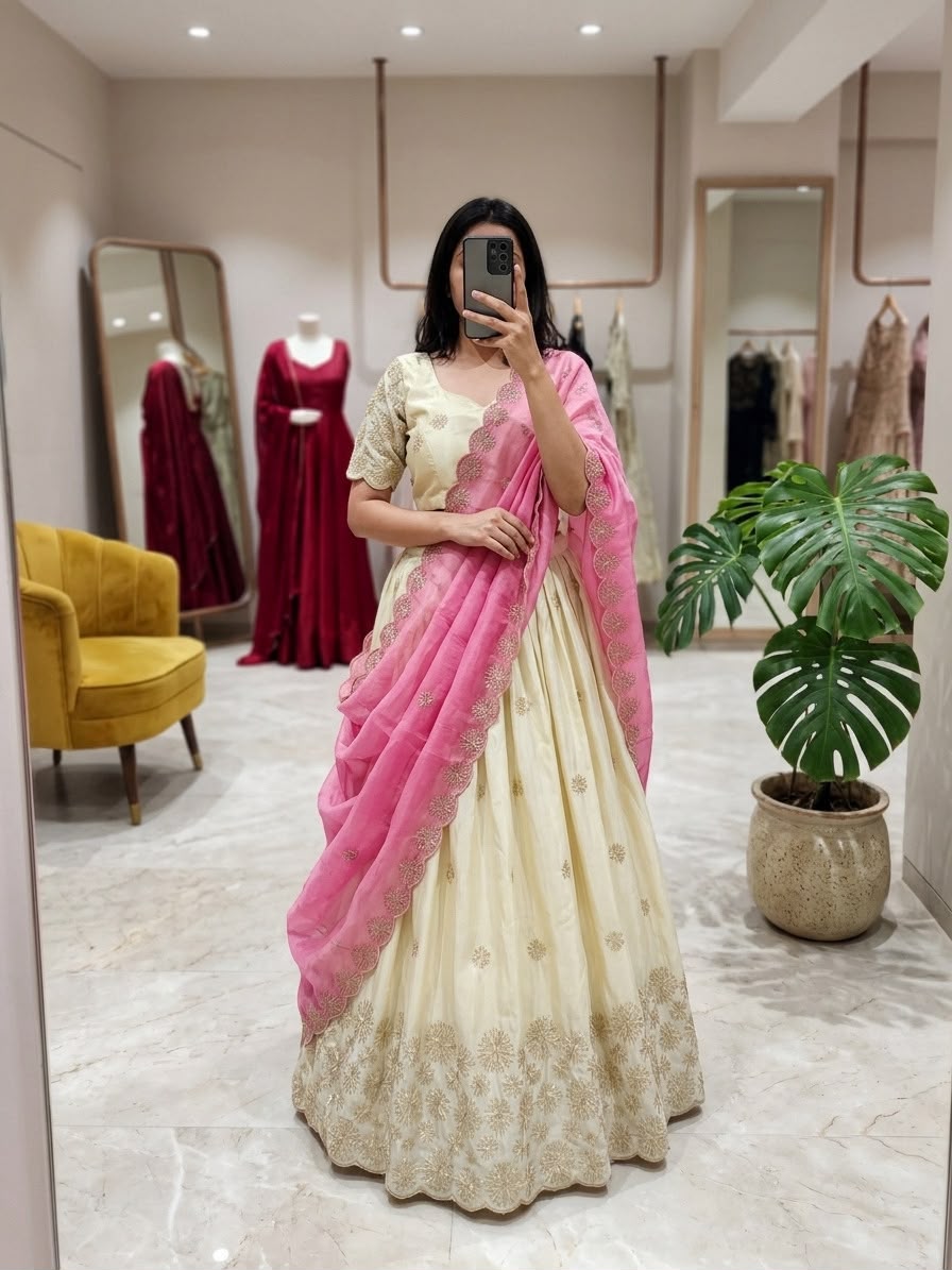 Designer Lehenga with Crunchy Silk Dupatta