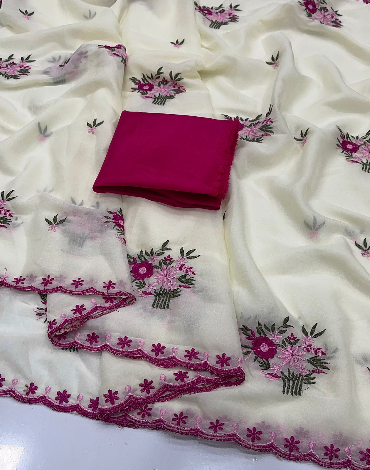 Floral embroidery sarees