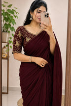 Rangoli Crush Silk Saree with Embroidered Blouse