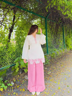 Pure Roman Silk Embroidered Top & Palazzo Set
