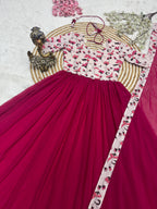 Kalamkari Printed Fox Georgette Kurta with Dupatta