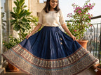 Plain Cotton Kali Skirt with Natural Border