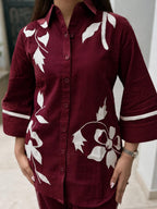 Cotton Slub Shirt & Pant Co-Ord Set for Women
