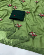Designer Saree with Contrast Running Blouse
