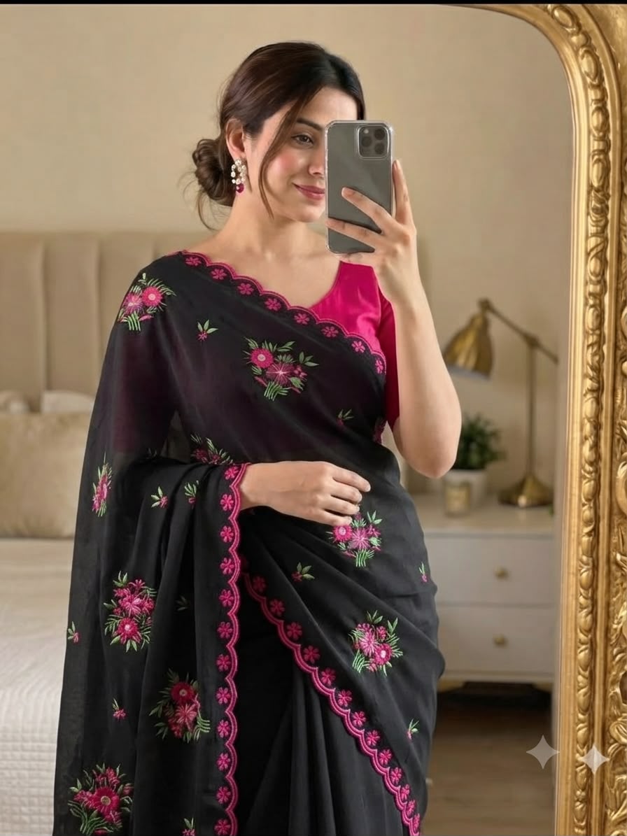 Floral embroidery sarees