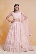 Georgette Zari & Sequins Embroidered Lehenga Set with Soft Net Dupatta