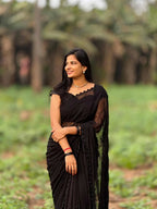 Beaded Georgette Saree with Embroidered Border Blouse