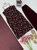 Embroidered Georgette Kurti Pant Set with Dupatta