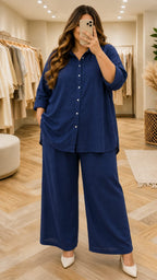 Monochrome Cotton Linen Co-Ord Set