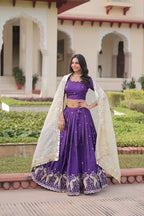 Sequins Embroidered Gold Crush Lehenga Choli Set with Dupatta