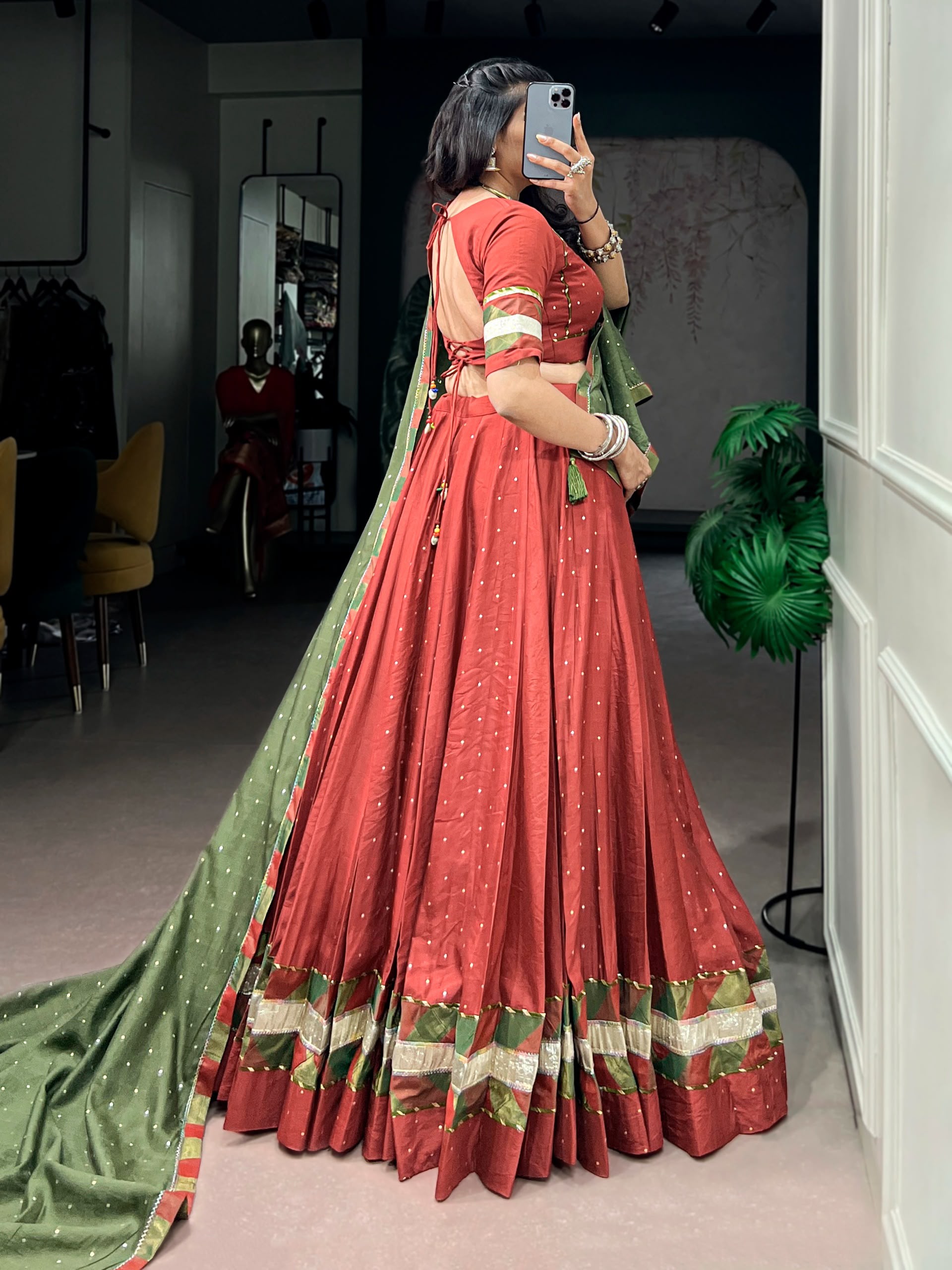 Zari Weaving Lehenga with Dupatta & 7 Meter Flair