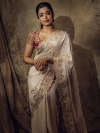 Sequins Embroidered Rangoli Silk Saree with Banglori Blouse