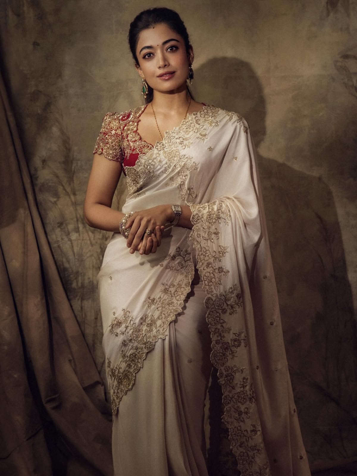 Sequins Embroidered Rangoli Silk Saree with Banglori Blouse