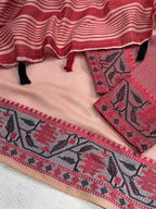 Modal Cotton Saree with Contrast Ikkat Border & Woven Pallu