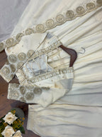 Roman Silk Embroidered Anarkali Gown Set with Chanderi Dupatta