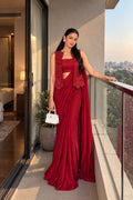 Chinon Silk Ready-to-Wear Saree with Embroidered Jacket & Blouse