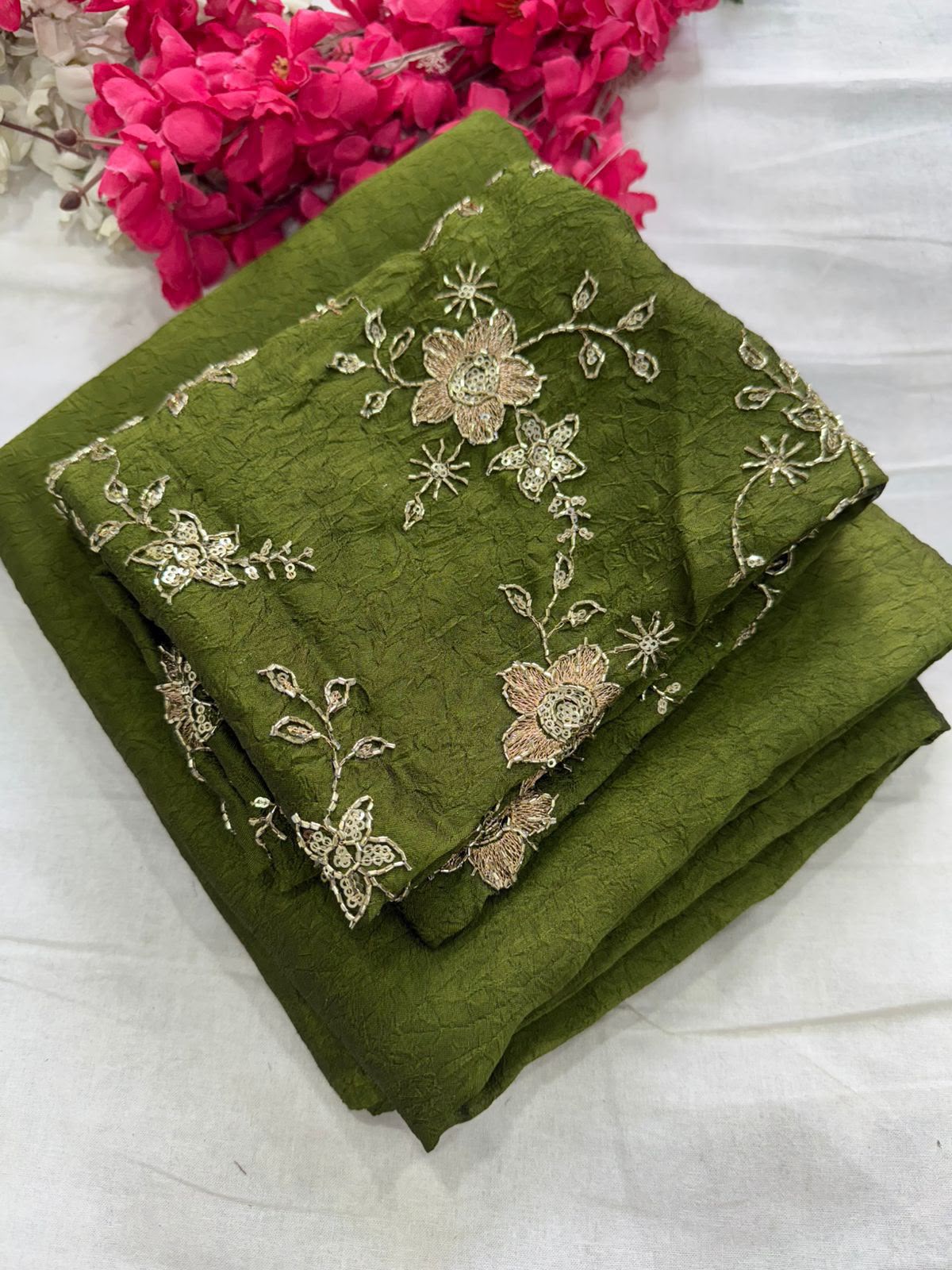 Rangoli Crush Saree with Sequin Work Running Blouse