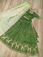Sequins Embroidered Gold Crush Lehenga Choli Set with Dupatta