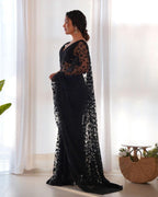 Heavy Butterfly Net Saree with Tone-to-Tone Aari & Stone Work