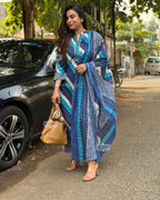 Heavy Cotton Kurti Pant Set with Cotton Dupatta