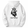 White hoodie with black eagle design and 'ROYAL' text on a white background