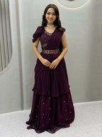 Embroidered Fox Georgette Lehenga Choli with Attached Dupatta