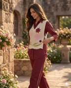 Cotton Co-Ord Set with Jute Jacket & Embroidery
