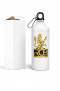 White water bottle with RCB logo and packaging on a white background