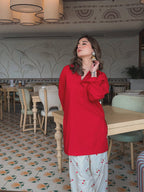 Embroidered Pure Cotton Kurti Palazzo Set for Women