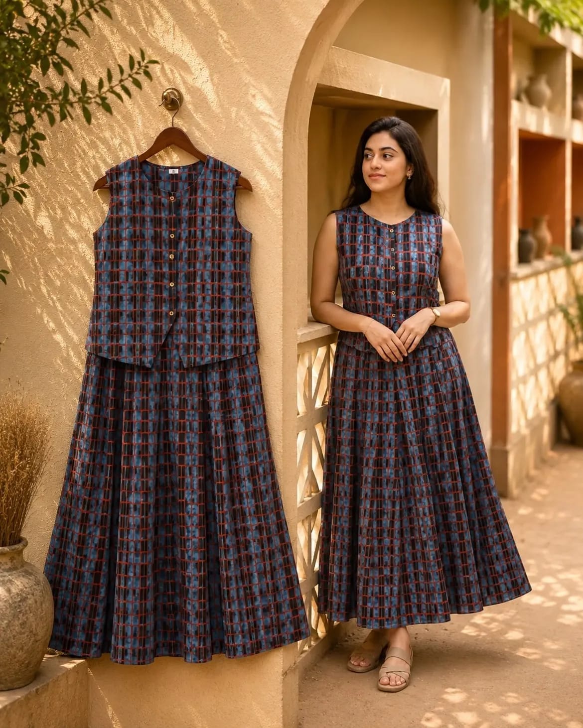 Printed Cotton Skirt & Top Set for Women